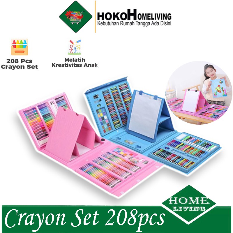 Jual HOKO Crayon SET 208 PCS CRAYON FULL SET 208PCS PERALATAN GAMBAR ...