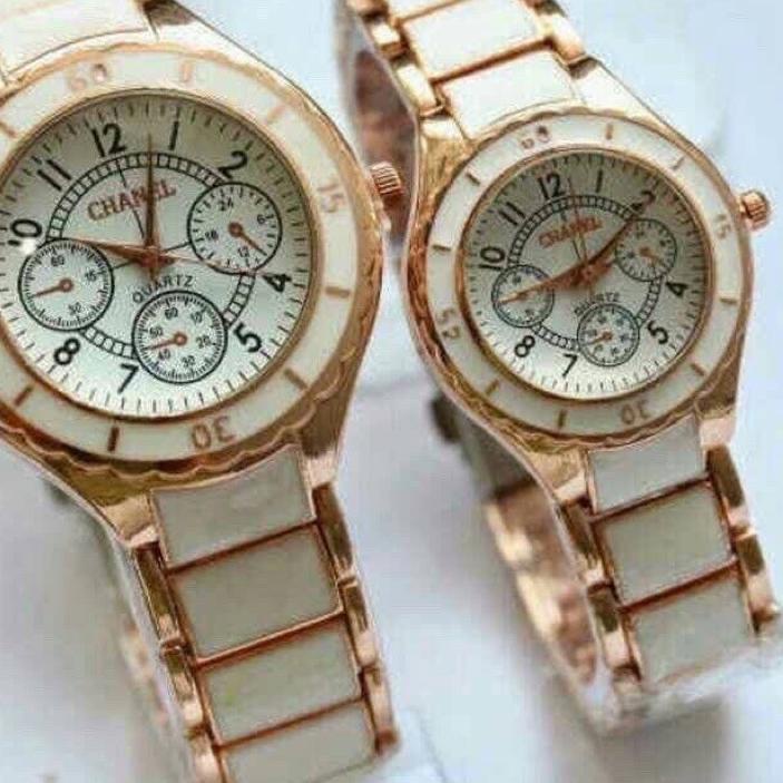 Jual Paling Laris!! JAM TANGAN COUPLE RANTAI CHRONO KERAMIK STAINLEES