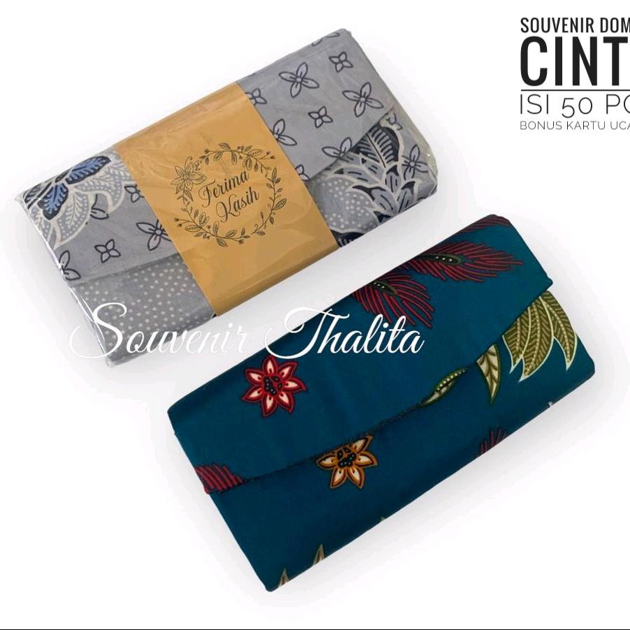 SOUVENIR PERNIKAHAN DOMPET BATIK ISI 50 PCS DOMPET LIPAT,DOMPET WANITA (15 × 8,5) | SOUVENIR