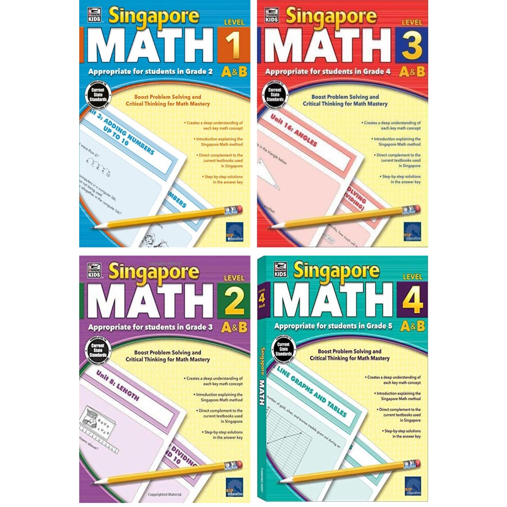 Jual Buku Singapore Math Level 1/2/3/4 A & B / BLACK & WHITE | Shopee ...