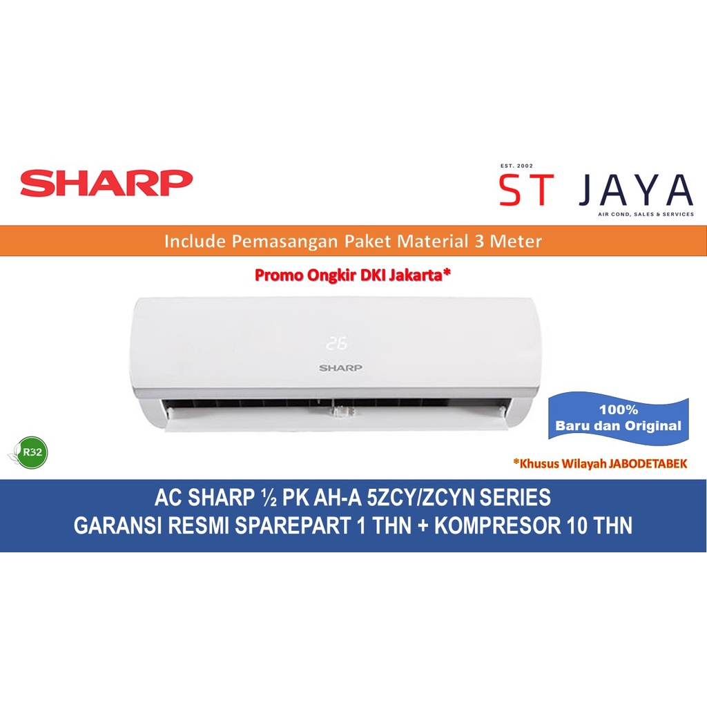 Jual +PASANG AC Sharp 1/2 PK AC 1/2 PK AH 5ZCY / 5BEY Low Watt R32