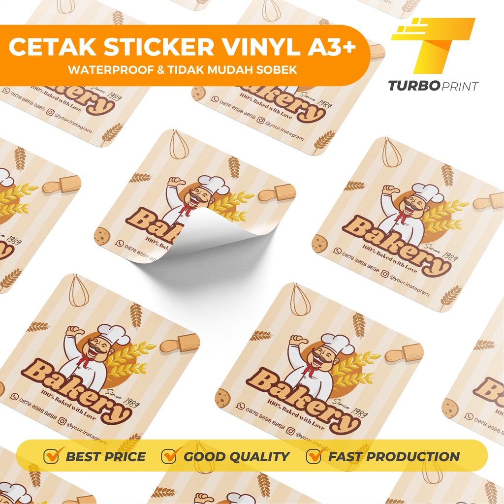 Jual Cetak Stiker Label Makanan Label Kemasan Cutting Cetak Sticker Label Vinyl A3 32 X 9180