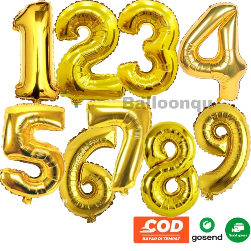 Jual Balon Angka Jumbo Gold Balon Foil Angka Cm Shopee Indonesia