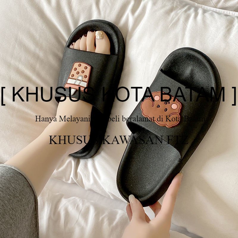 Jual KHUSUS KOTA BATAM DDMgalery Sandal Karet Slop Slip On Motif Beruang Lucu Tebal Sendal