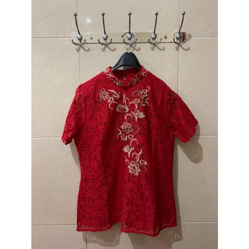 Jual cheongsam top merah | Shopee Indonesia