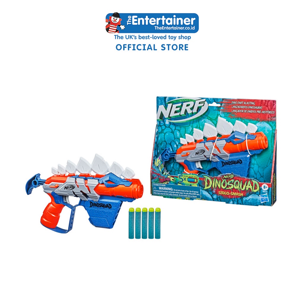 Nerf DinoSquad Armorstrike – Pistolet à Fléchettes 8 Coups – Barillet Rotatif – Design Ankylosaure – 16 Fléchettes Elite