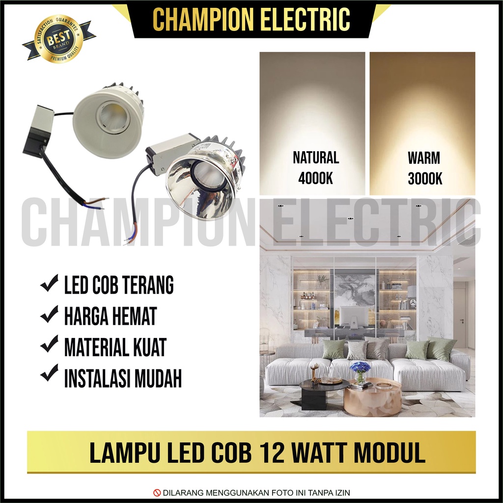 Jual Lampu Sorot Plafon 12W - Spotlight LED COB Warm White, Natural ...