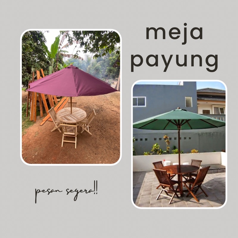 Jual Meja Payung Pantai Diameter Meja X Kain Payung Besar Set Meja Makan Kain Payung Cafe