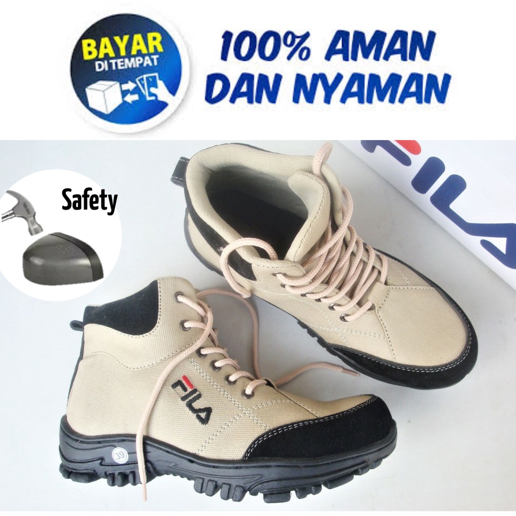 Jual Sepatu Boots Pria Fila Safety Sepatu Tracking Hiking Gunung Proyek