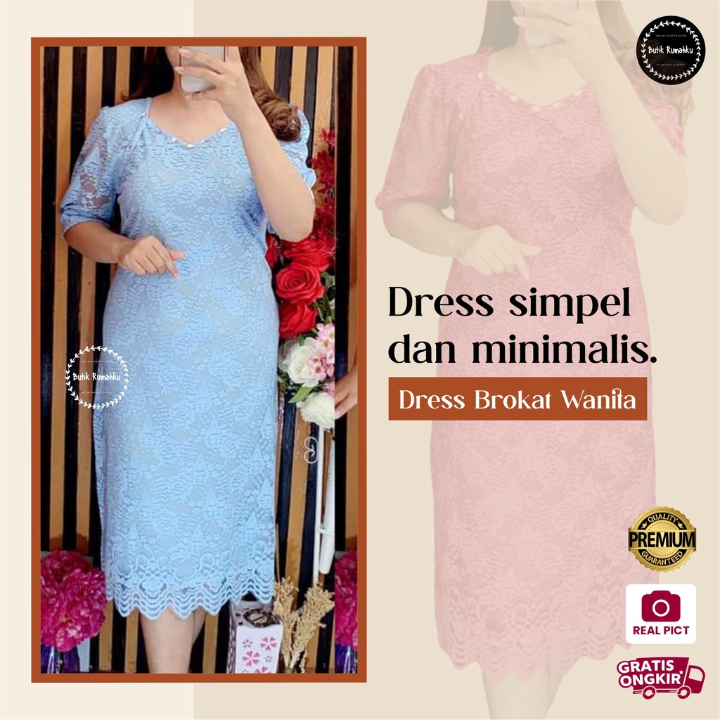 Jual Dress Brukat Kondangan Baju Pesta Mewah Pakaian Ootd Kekinian ...