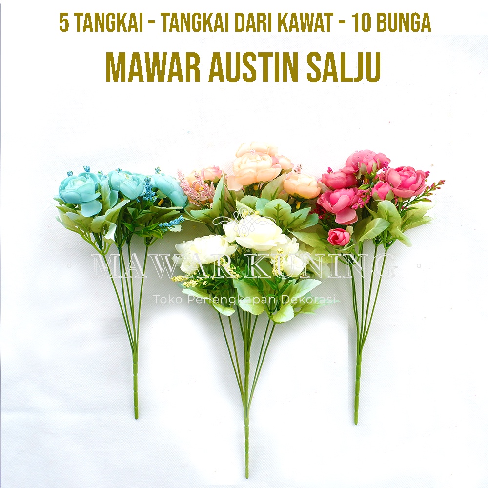 Jual [ 5 Tangkai ] Artifisial Mawar Austin Salju / Artifisial Bunga ...