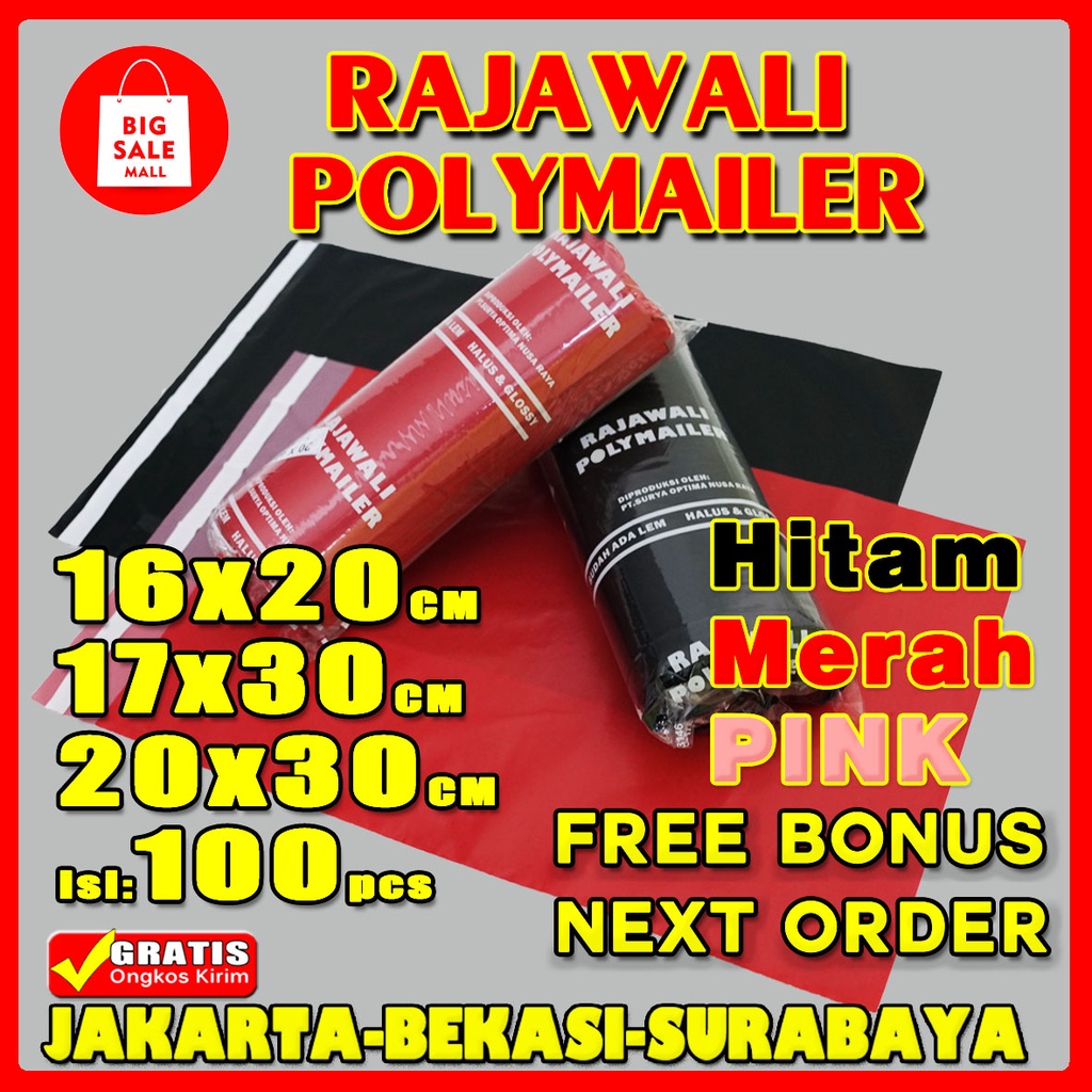 Jual Plastik Polymailer Uk161720 Isi 100pcs Rajawali Permium Pinus Ekonomi Warna Plastik 2231