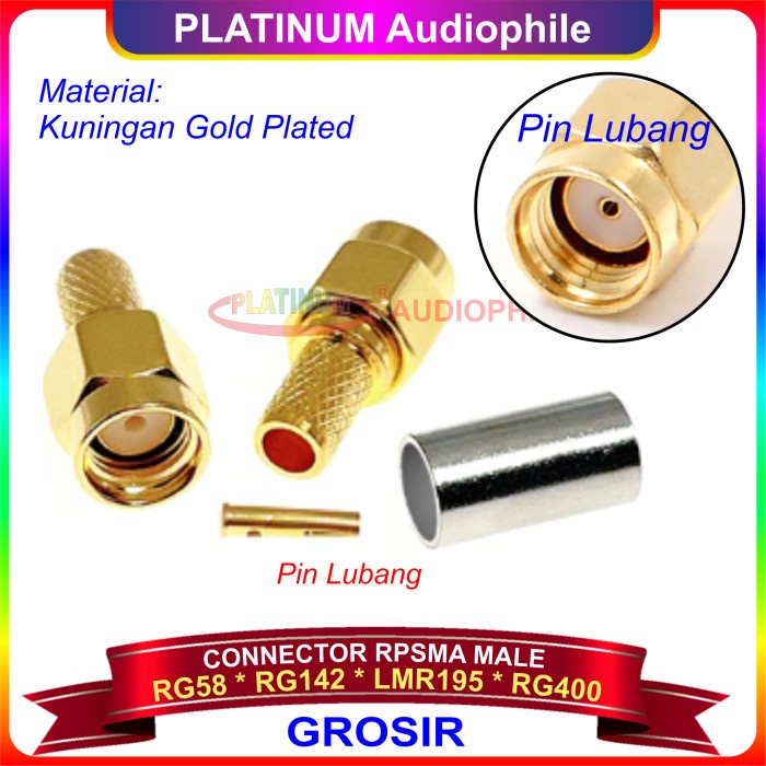 Jual Konektor RG58 RPSMA Male D-3 Connector Crimp RG142 LMR195 RF ...