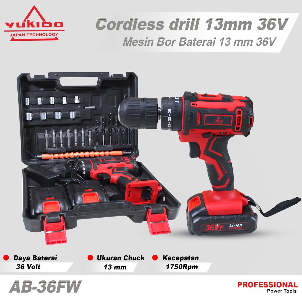 Jual NEW BOR 2 BATERAI Mesin Bor Cordless Drill 12volt 36V Bor Tangan ...