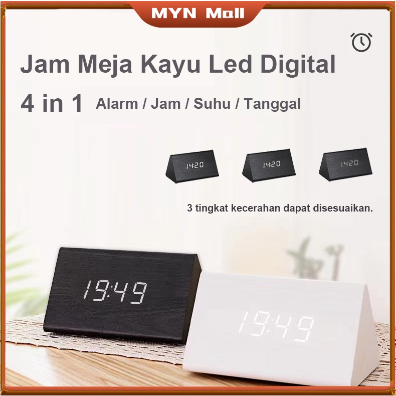 Jual Jam kayu / Jam Meja Kayu Led Digital / Digital Wood Smart Alarm