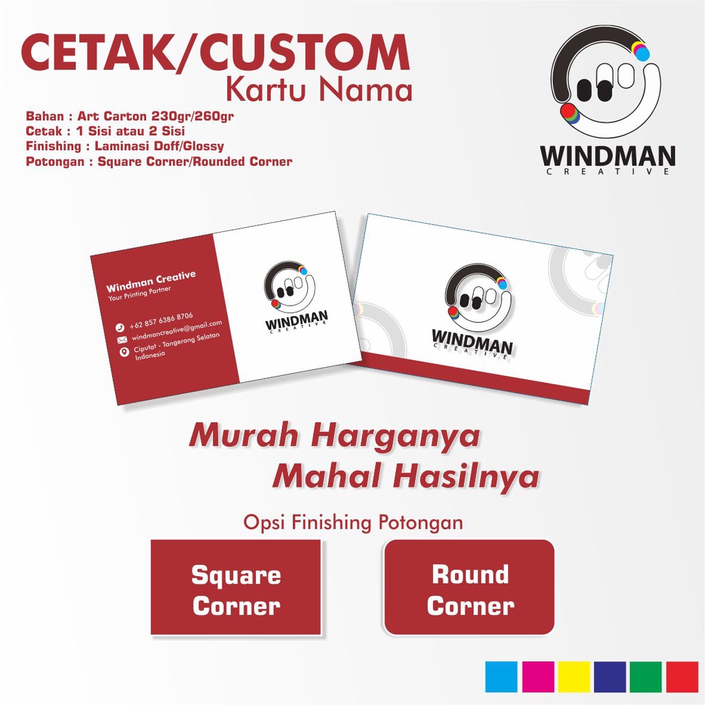 Jual Cetak Kartu Nama Bahan Art Carton Gr Custom Business Card Art Carton Sisi Sisi