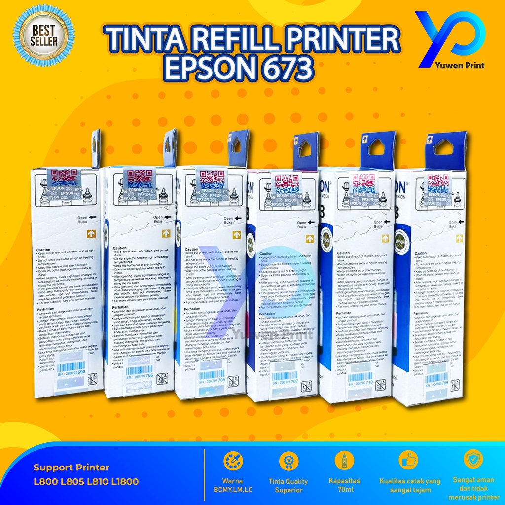 Jual Tinta Epson 673 Refill Untuk Printer L800 L810 L850 L1800 Cetak ...