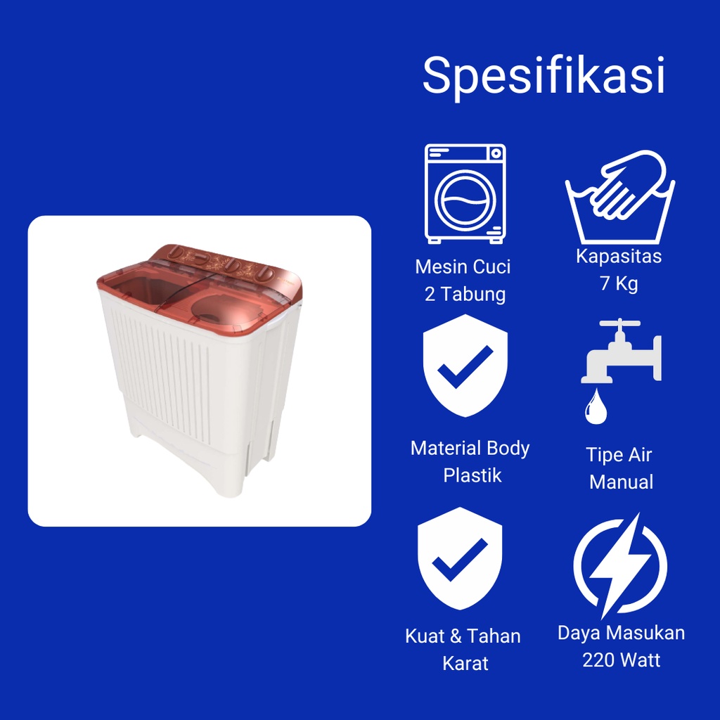 Jual Polytron PWM-7072B/N Mesin Cuci 2 Tabung Kapasitas 7 Kg Low Watt ...
