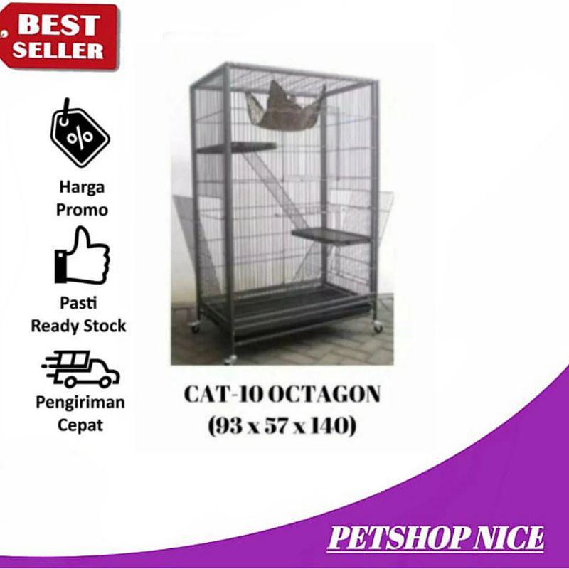 Jual KANDANG KUCING TINGKAT OCTAGON CAT-10 (93 x 57 x 140) | Shopee ...