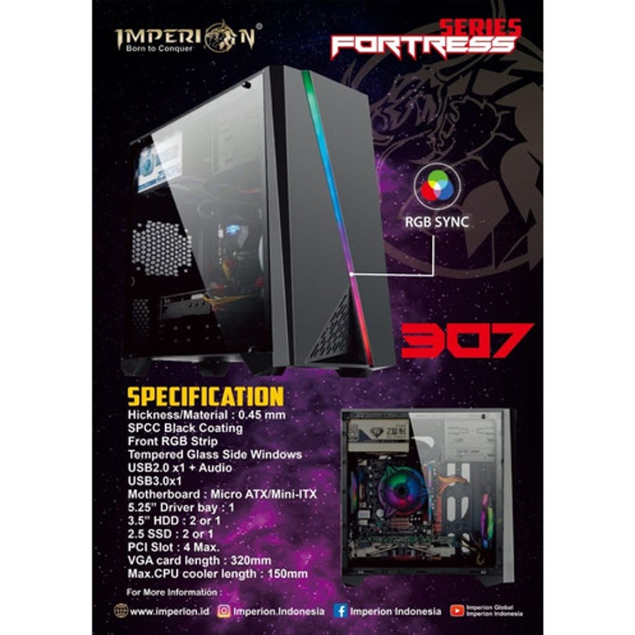 Jual Imperion Casing Fortress 307 ( include 1 Fan RGB + 1 LED Strip ...