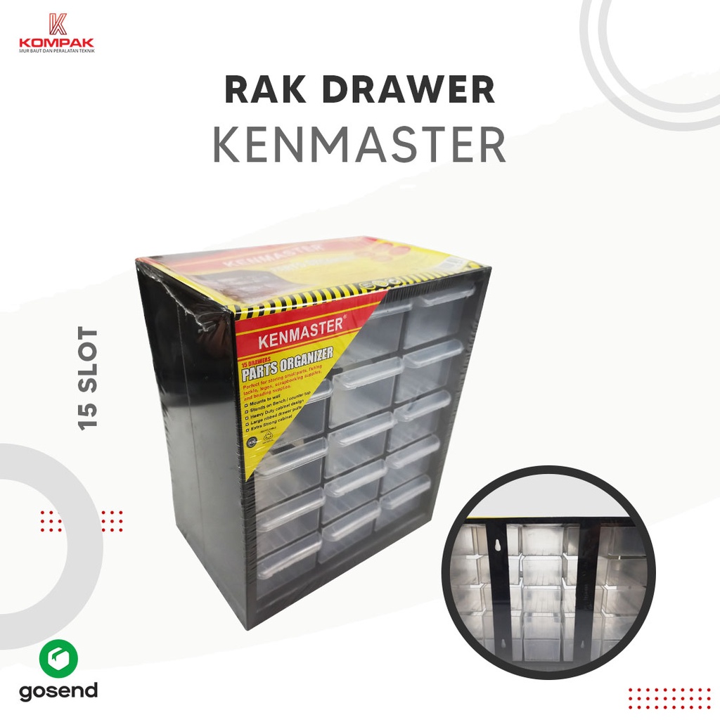 Jual Kenmaster Rak Drawer Kotak Susun 15 Slot Part Organizer Laci ...