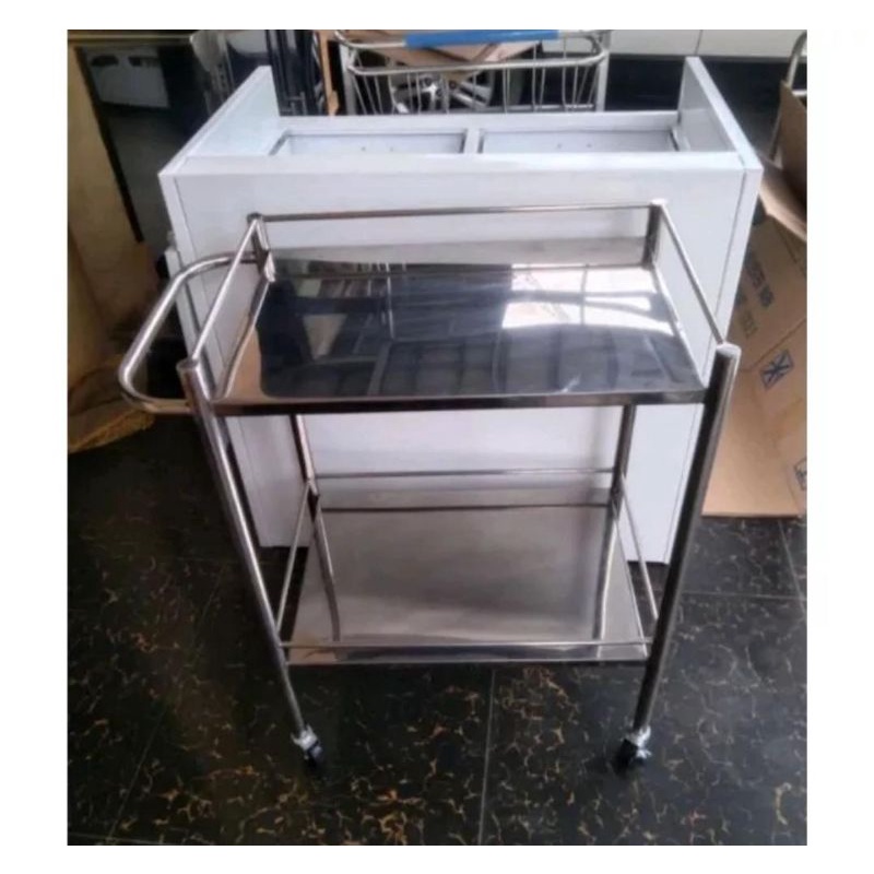Jual meja troly 2 susun rak stanlees | Shopee Indonesia