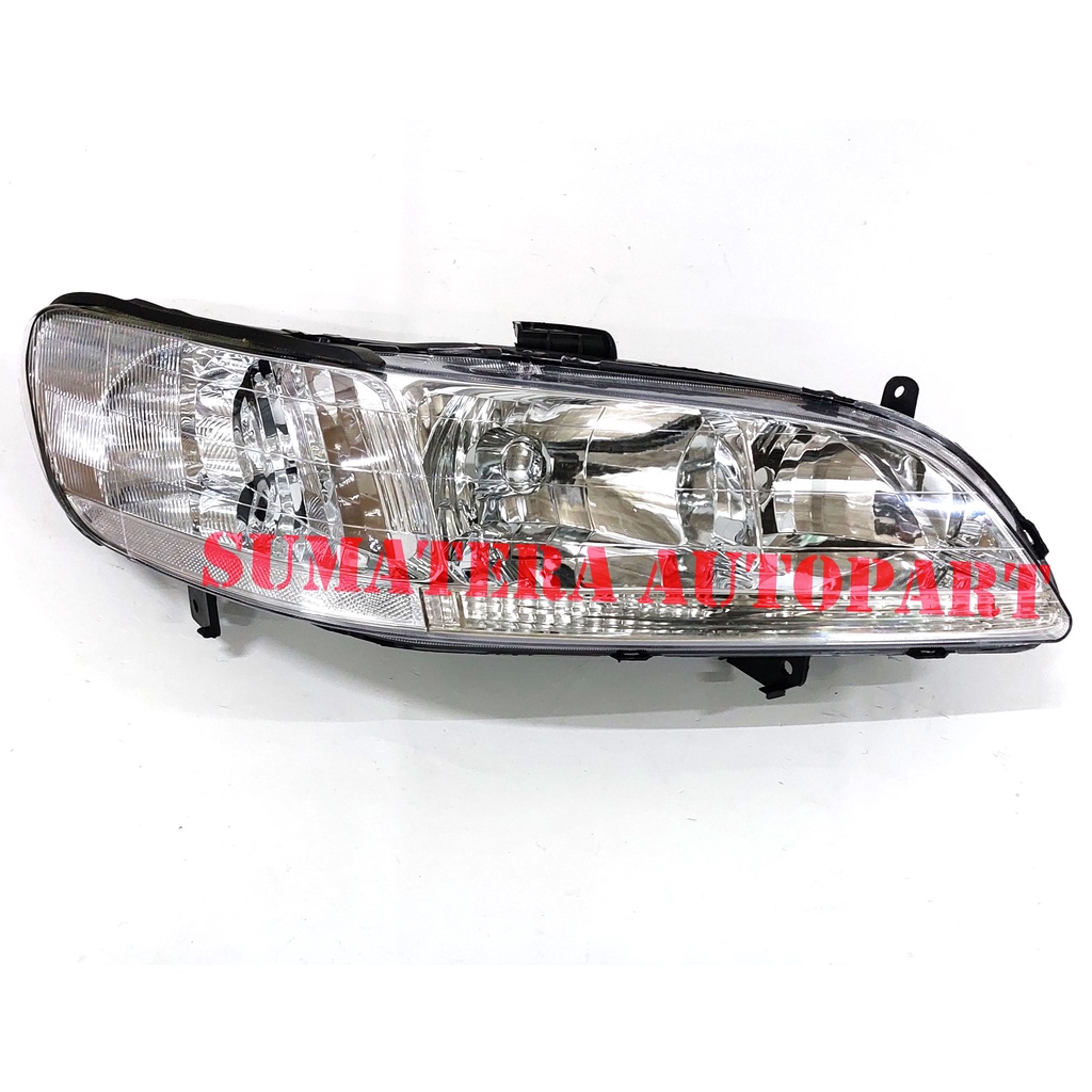 Pair Headlights Assembly For Honda Accord 1998-2002 – Front Left & Right, Halogen, Black Housing, Clear Lens