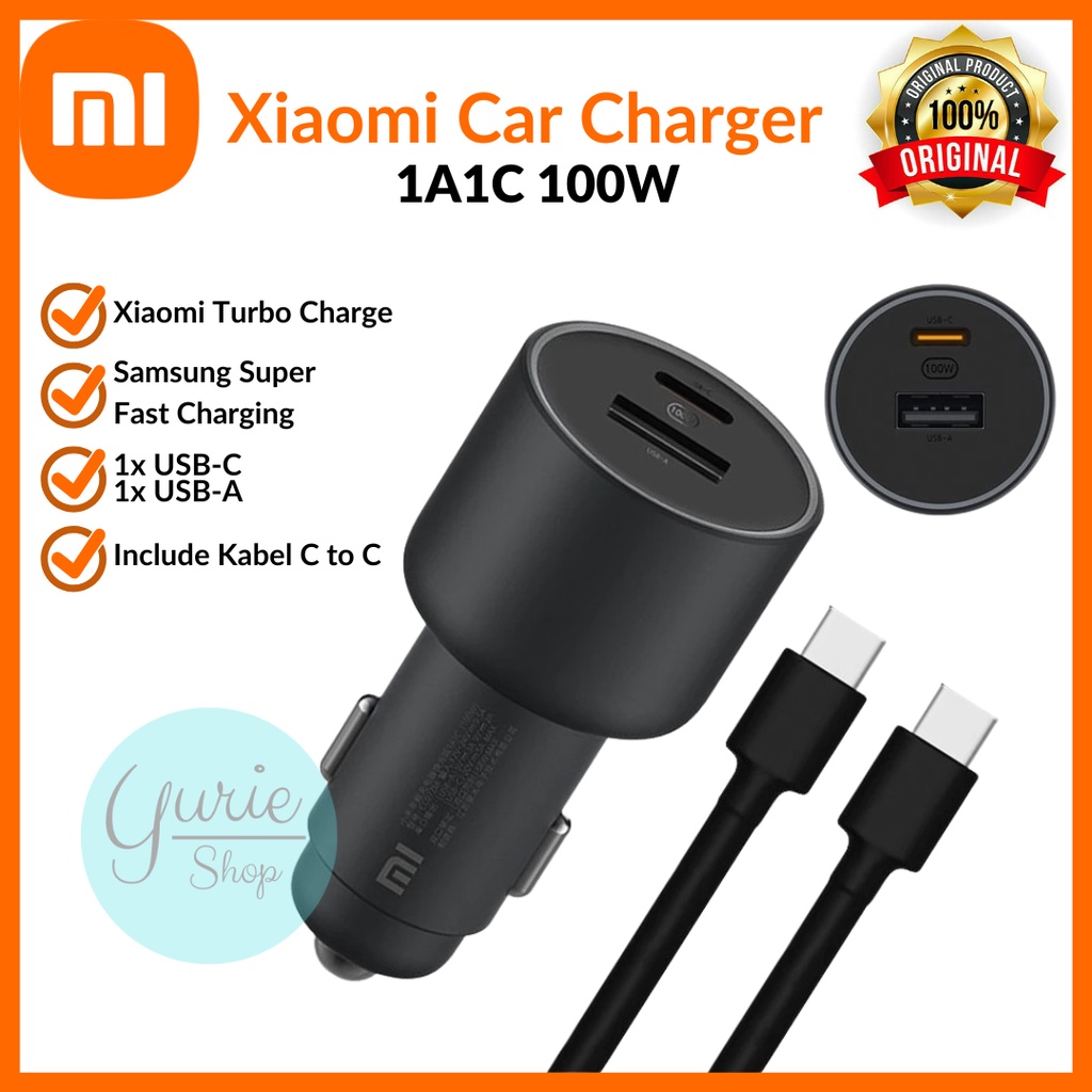 Jual CAR CHARGER MOBIL XIAOMI MI CAR FAST CHARGING TYPE C 100W ORIGINAL ...