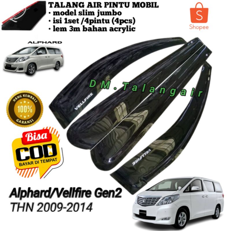 Jual talang air mobil toyota Vellfire gen2 thn 2009-2014 model slim