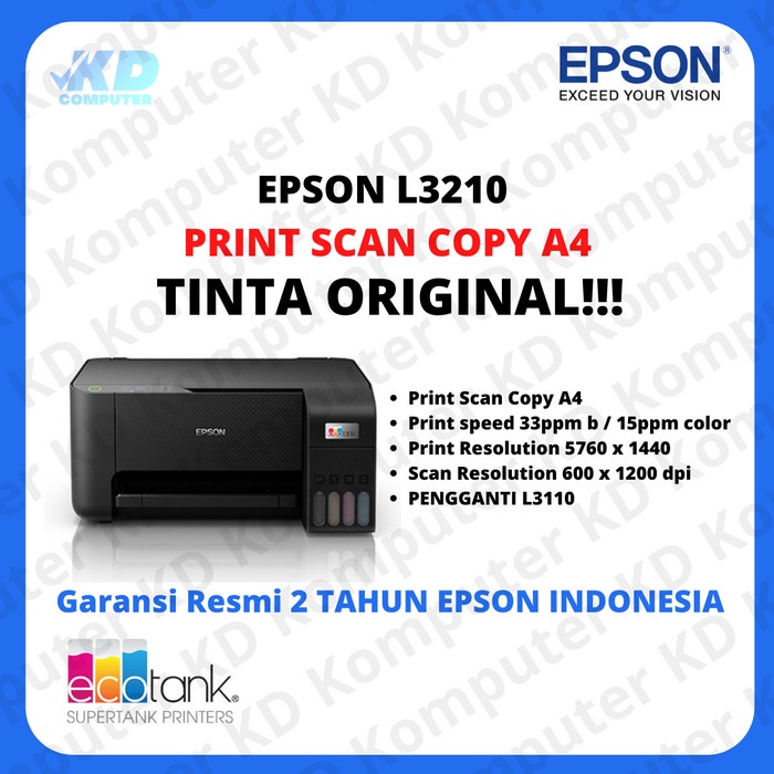 Jual Epson L3210 Print Scan Copy A4 Garansi Resmi Pengganti L3110 ...