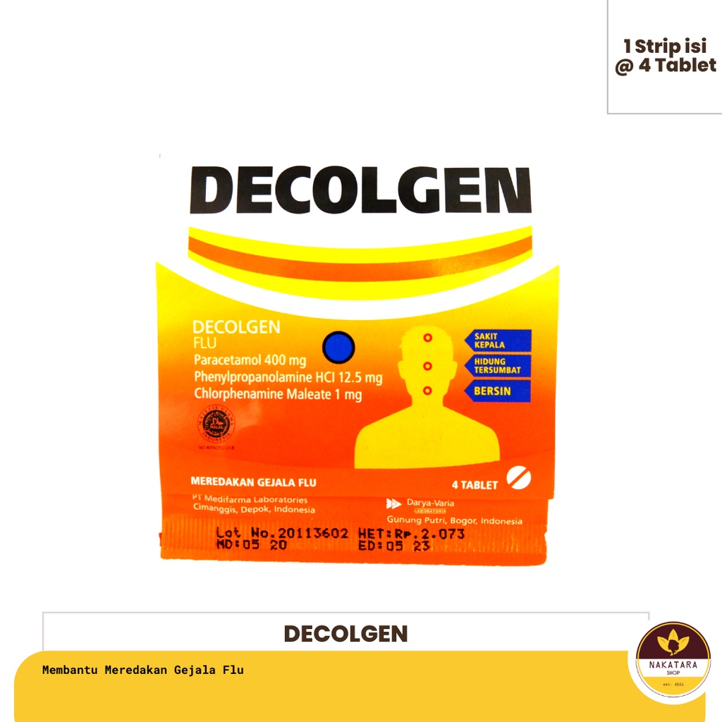 Jual OBAT DECOLGEN UNTUK FLU DAN SAKIT KEPALA ISI 4 TABLET | Shopee