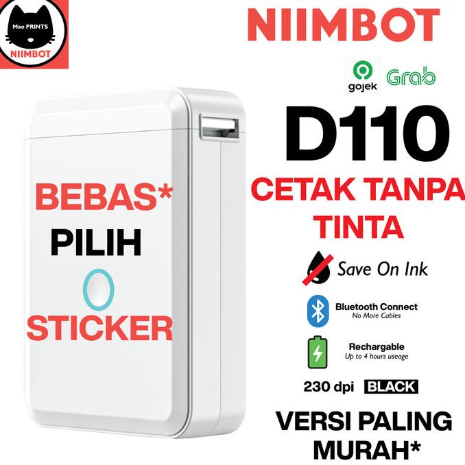 Jual D110 Niimbot D11 Thermal Label Sticker Printer Barcode Bluetooth ...