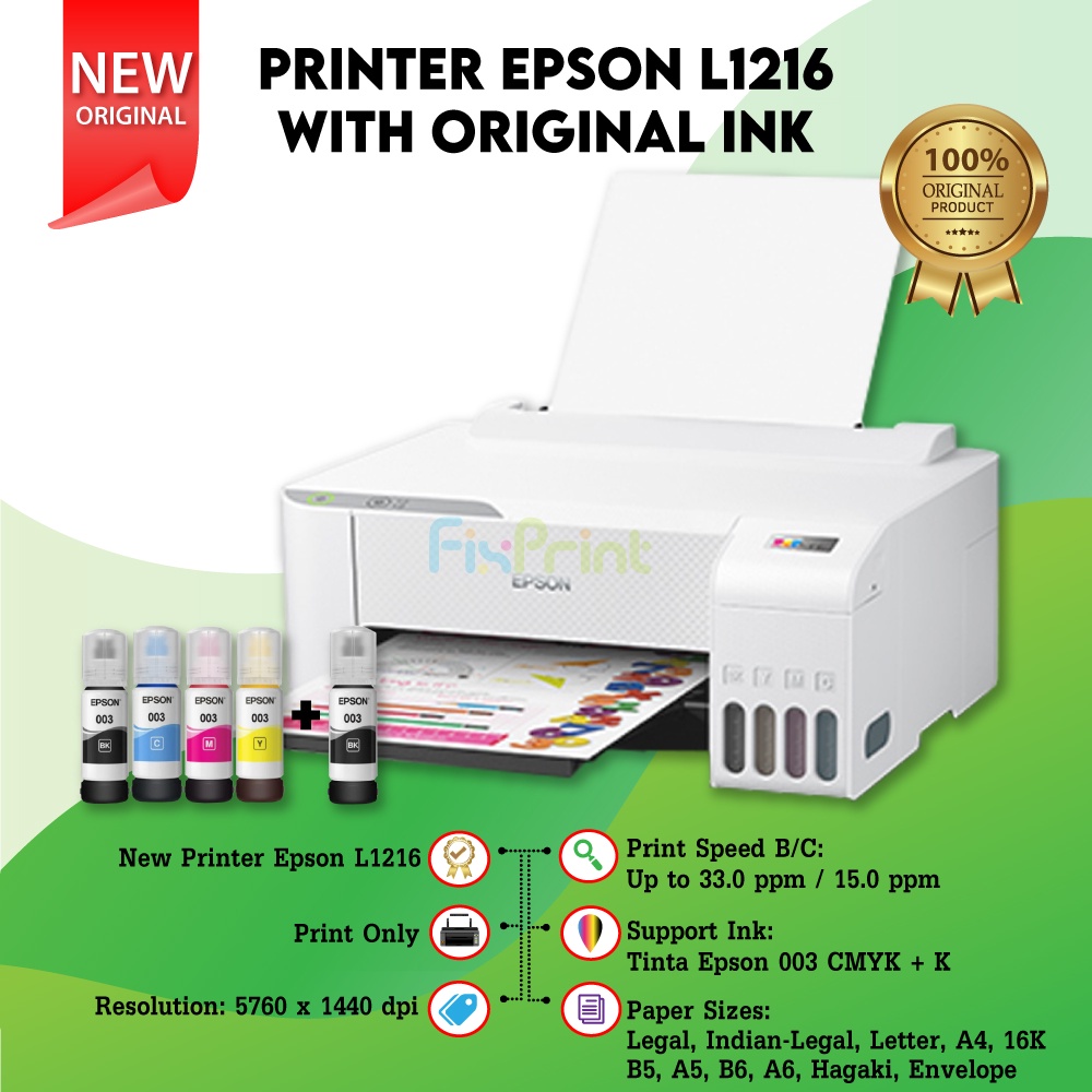 Jual Printer Epson L1210 Hitam L1216 Putih Pengganti Epson L1110 Ecotank A4 Print Only Foto 1292