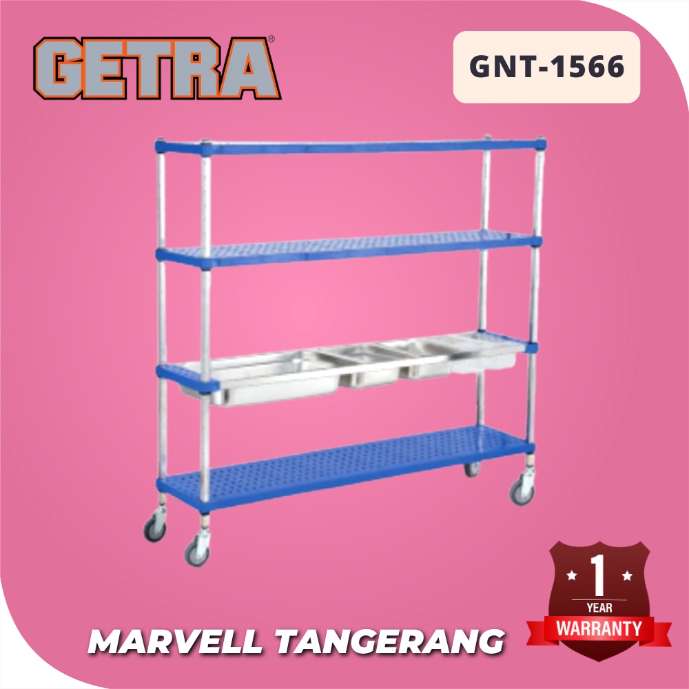 Jual S/S GN RACK TROLLEY GETRA GNT-1566 TROLLEY HOTEL RESTORAN 4 RAK ...