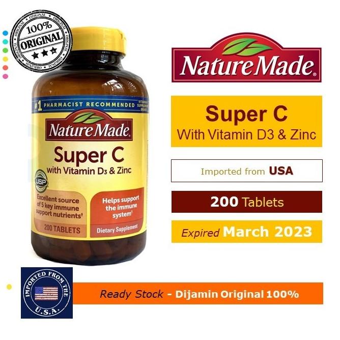 Jual Nature Made Super C With Vitamin D3 & Zinc isi 200 Tablets