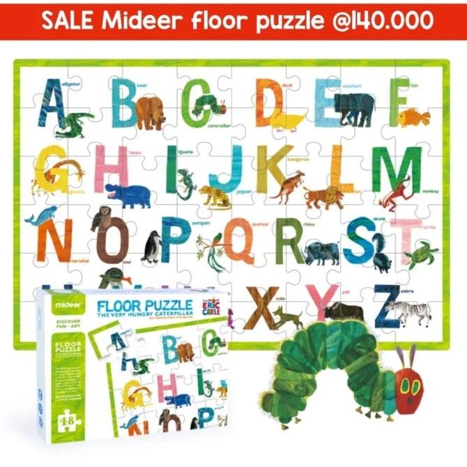 Jual Mideer floor puzzle alphabet hungry caterpillar Eric carle jigsaw ...