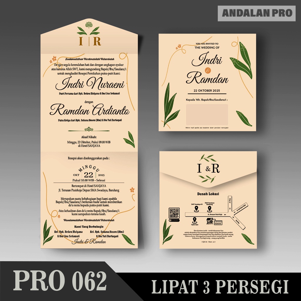 Jual PRO 062 LIPAT 3 Persegi Bahan Jasmine / Tik / Kraft 200 GSM ...