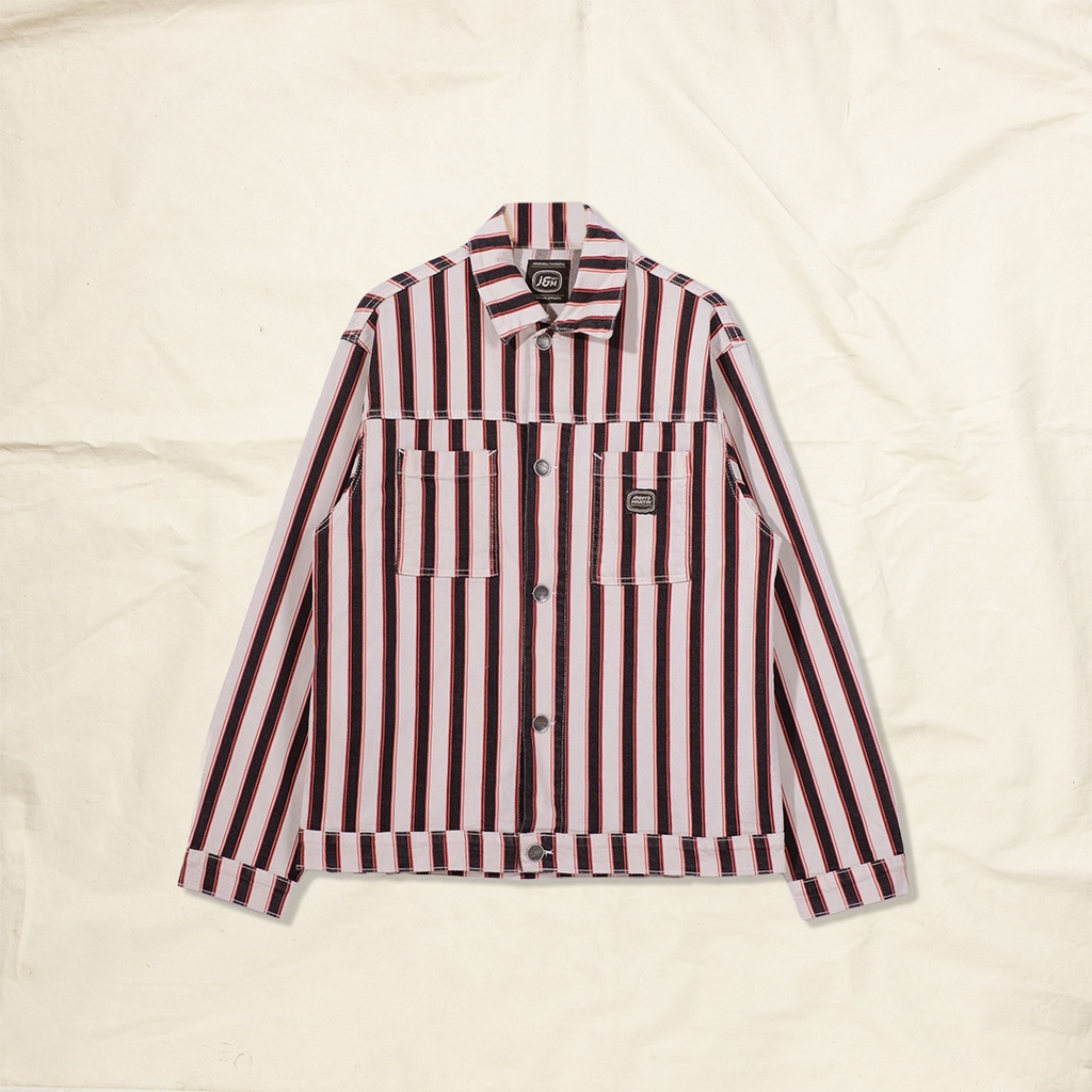 Pleasures striped denim hot sale utility jacket