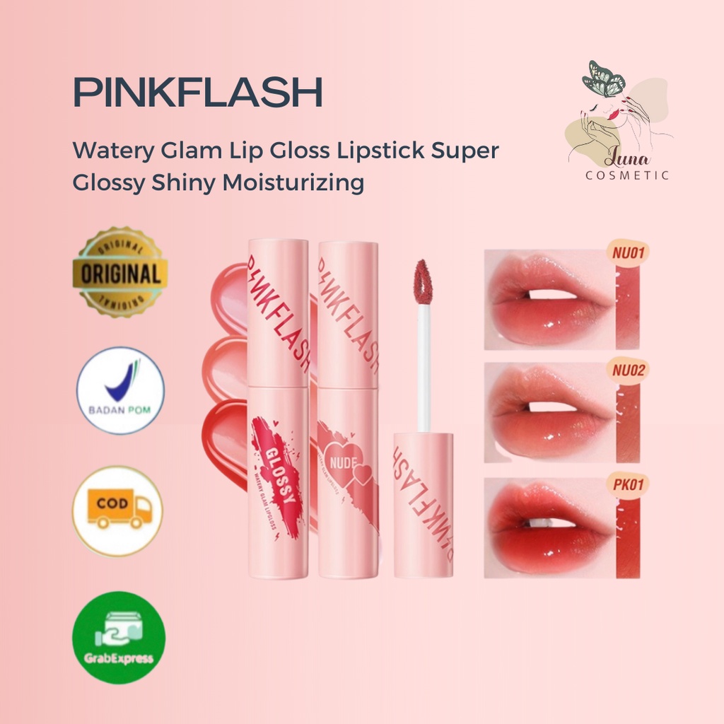 Jual PINKFLASH Watery Glam Lip Gloss Lipstick Super Glossy Shiny