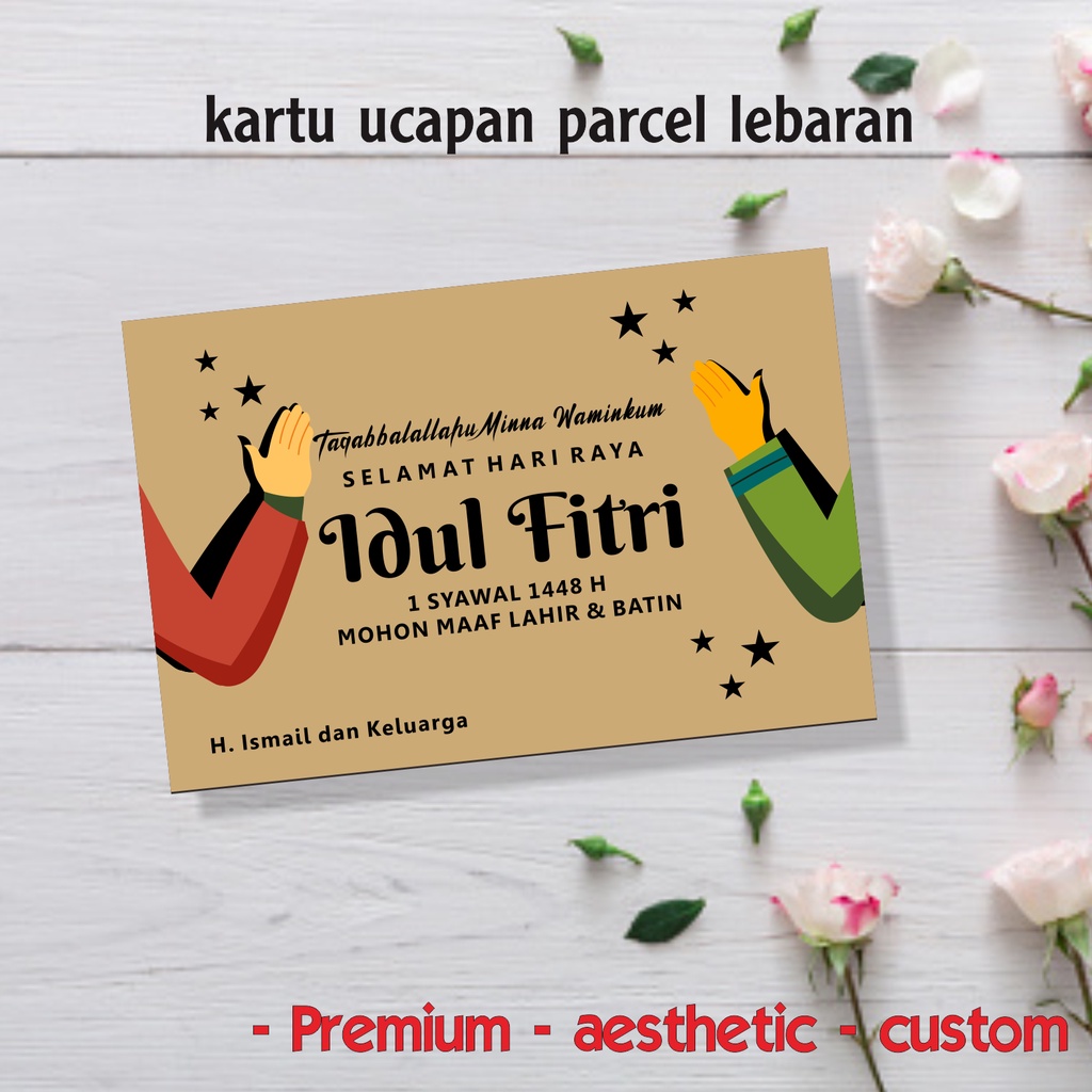 Jual Kartu Ucapan Parcel Hampers Lebaran Hari Raya Idul Fitri Custom Premium Aesthetic Terbaru 