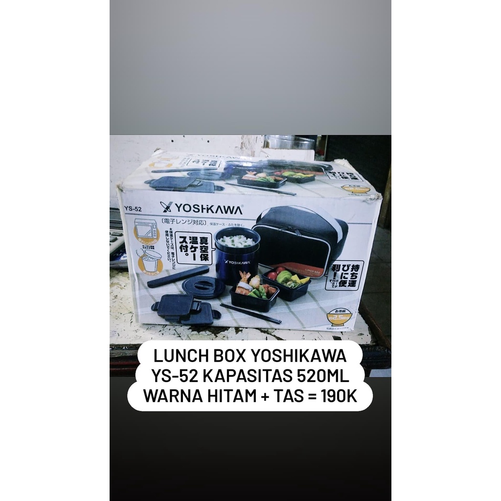 Jual Lunch Box Yoshikawa YS-52 Kapasitas 520 ml (Warna Hitam + Tas ...