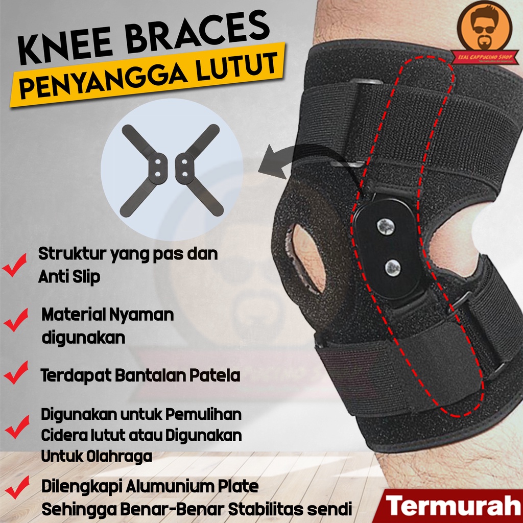 Jual Deker Lutut Alumunium Plate Strap Knee Support Deker Penyangga ...