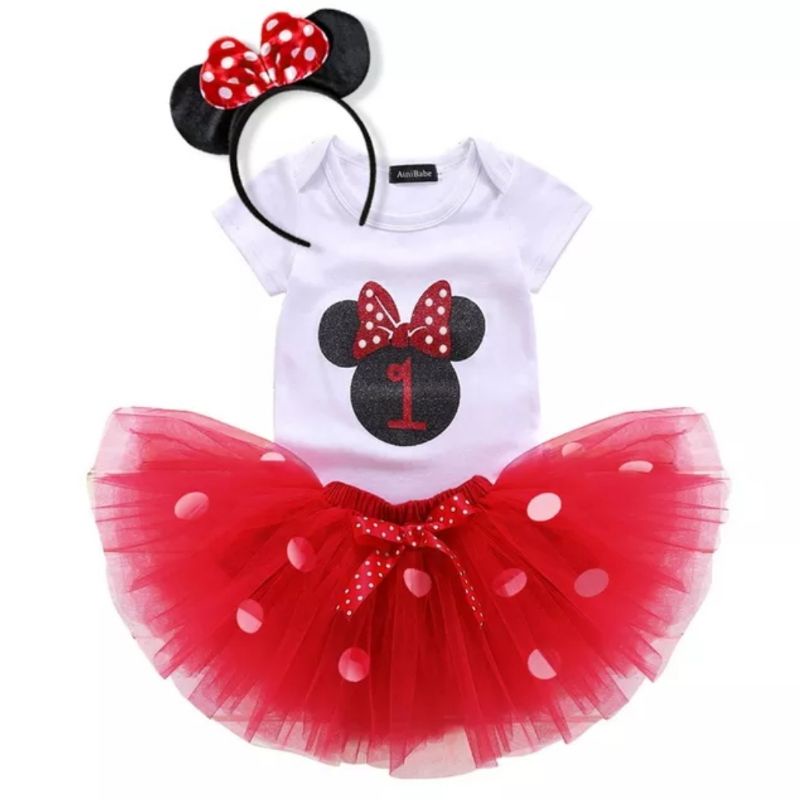 Jual Romper tutu minnie mouse kostum set bando bayi 1th 2th