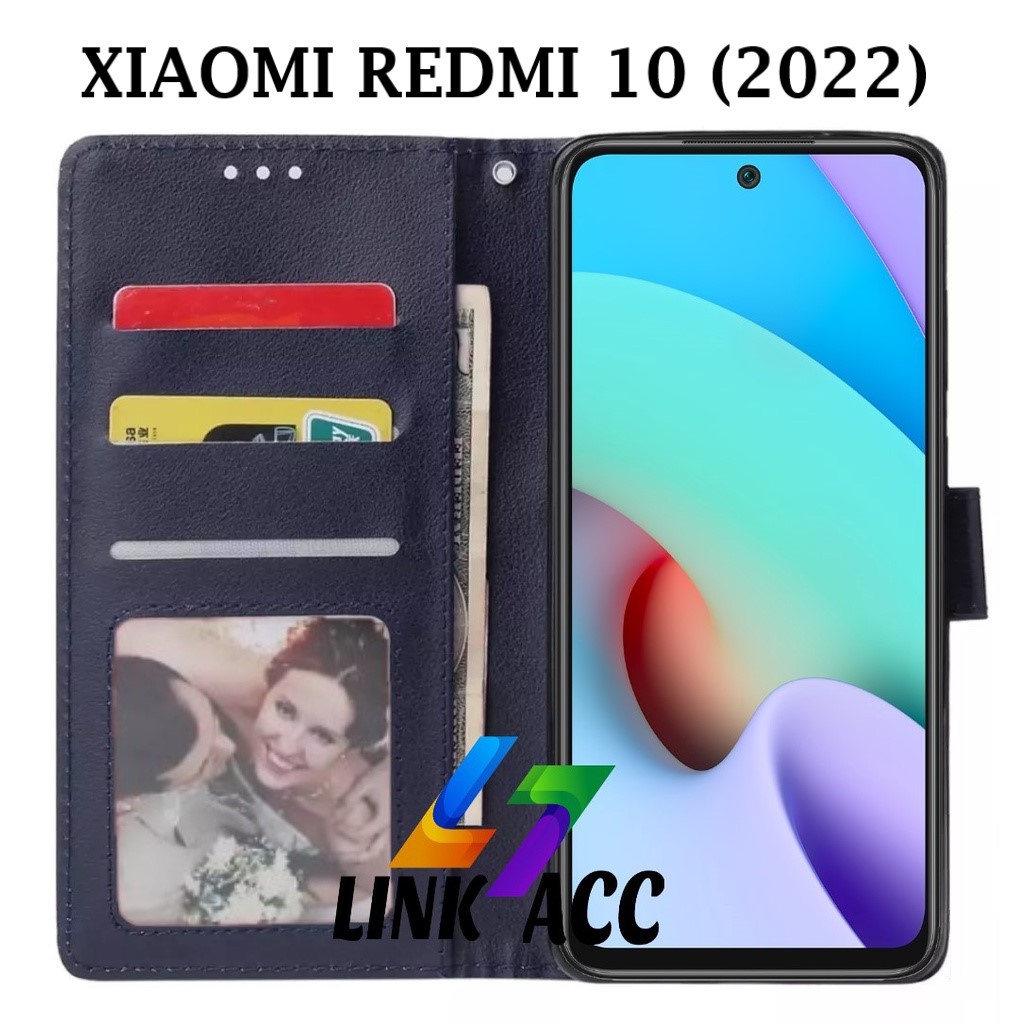 TIANCI Cover Portafoglio Per Xiaomi Redmi 10 2022, Custodia A Libro In Pelle PU Con Texture Griglia E Decorazione Tonda, Slot Porta Carte E Chiusura Magnetica, Antiurto - 4