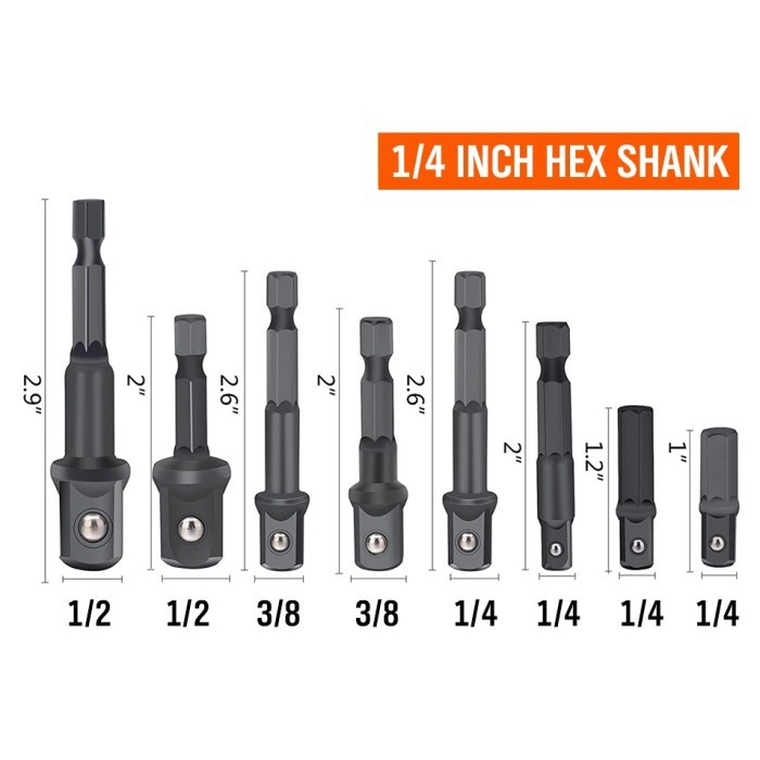 Jual adapter bor to driver sock sok shock set 8pcs 1/4