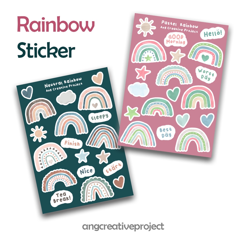 Jual ANG CREATIVE Sticker Journal Planner Aesthetic Rainbow | Shopee ...