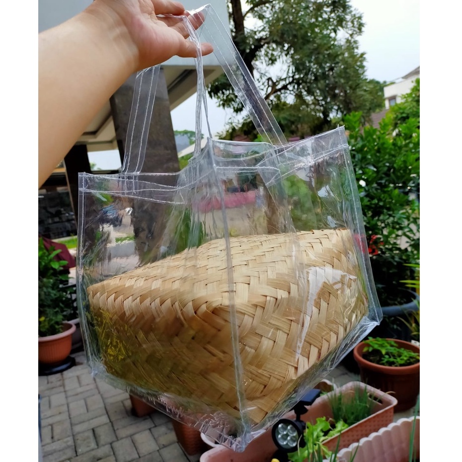 Jual Tas Transparan Box Kue Kotak Nasi X Besek Bambu Tas Mika Dus