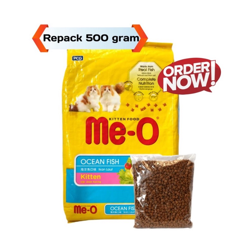 Jual Me-O MeO Kitten Ocean Fish Repack 500Gr Makanan Anak Kucing ...