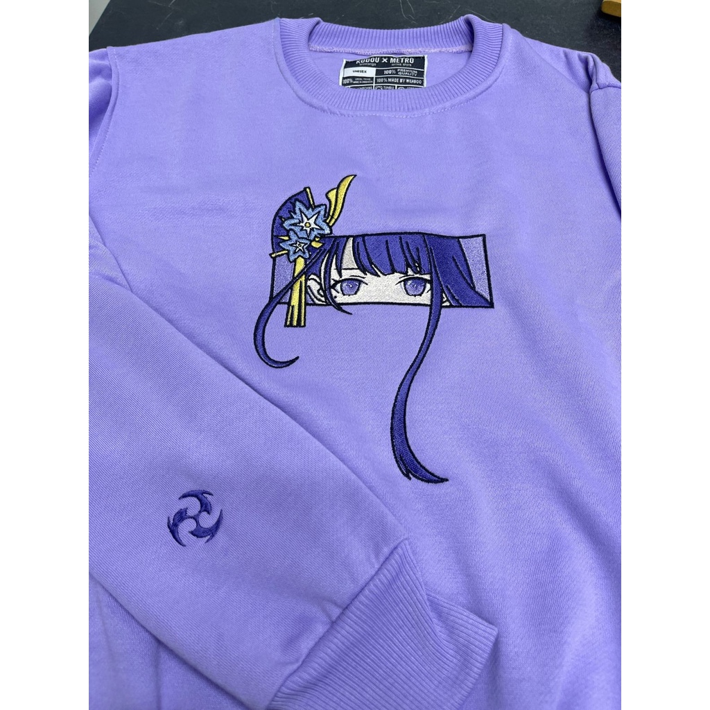 Jual Hoddie Crewneck Raiden Shogun Embroidery Anime Gaming Genshin ...