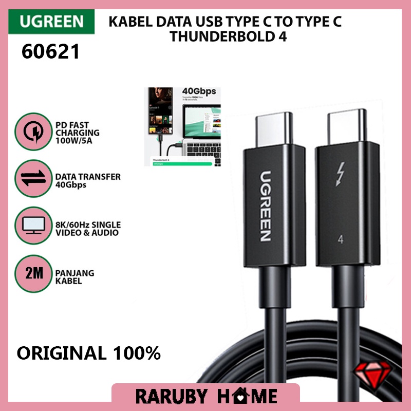 Ugreen Thunderbolt Cable 40 Gbps USB Cable Thunderbolt Cable 100W PD  Usb-C Monitor Compatible with MacBook Pro M1 Mac Studio Imac S22 eGPU SSD M 